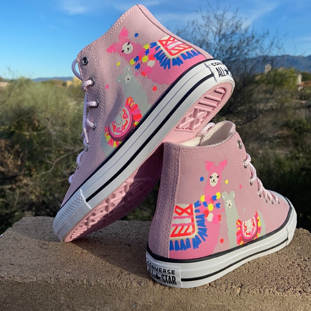 Like NEW Pink Llama CTAS Converse Hi Top Sneakers